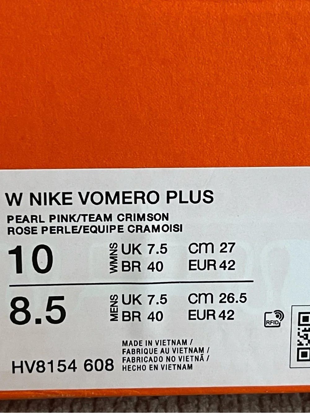Size 10 - Nike Vomero Plus Running Shoes Pearl Pink Team Crimson Women’s
